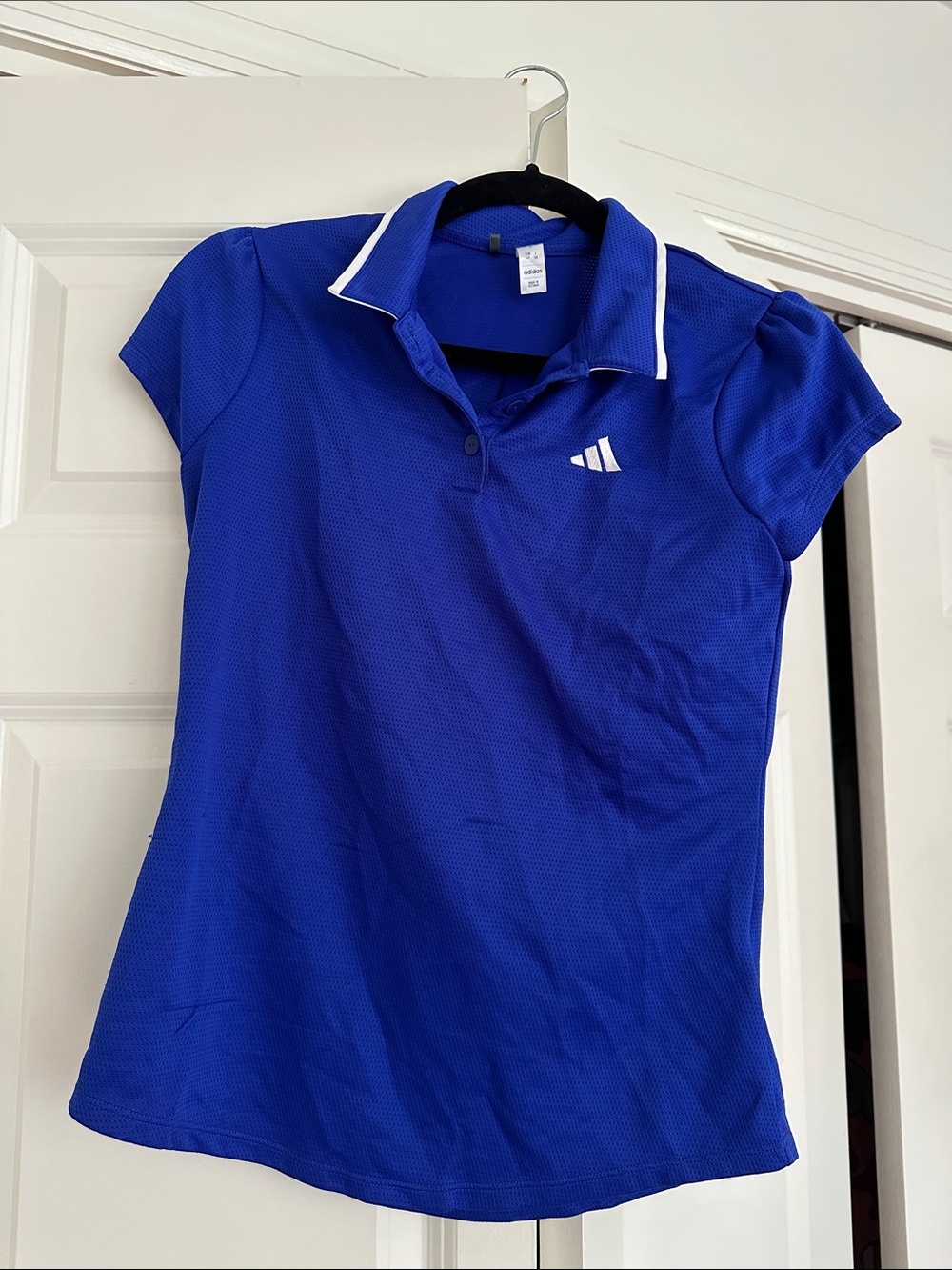 adidas Women's Royal Blue Polo Top with White Trim